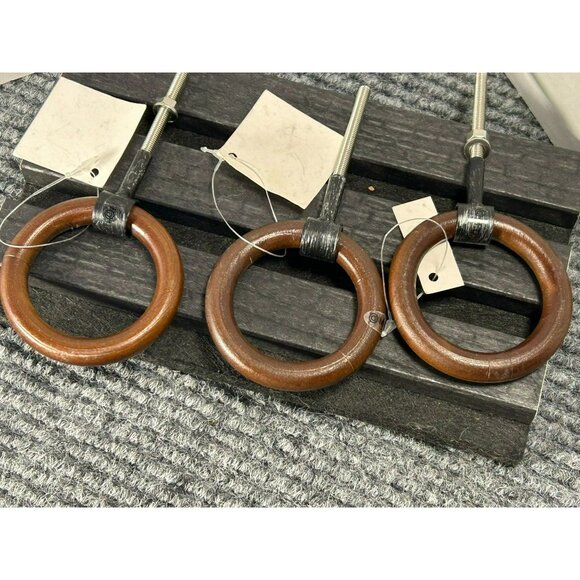 Other - Set Of 3 Vintage-Inspired Wooden Rings Drawer Pulls and Mounting Hardware